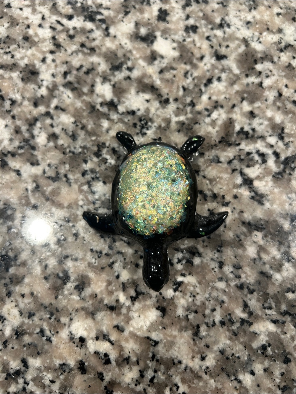 Glass Turtle Figurine with Iridescent Shell